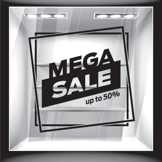 Αυτοκόλλητο Εκπτώσεων - Mega Sale