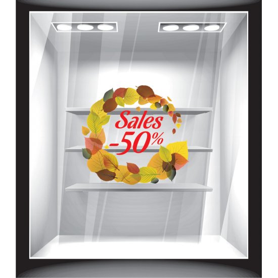 Αυτοκόλλητο βιτρίνας - Φθινόπωρο - Εκπτώσεις