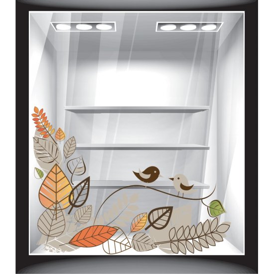 Αυτοκόλλητο βιτρίνας - Φθινόπωρο - Μπορντούρα πουλιά Αυτοκόλλητο βιτρίνας - Φθινόπωρο - Μπορντούρα πουλιά