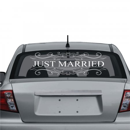 Διακόσμηση γάμου - Αυτοκόλλητο αυτοκινήτου just married 3 Διακόσμηση γάμου - Αυτοκόλλητο αυτοκινήτου just married 3