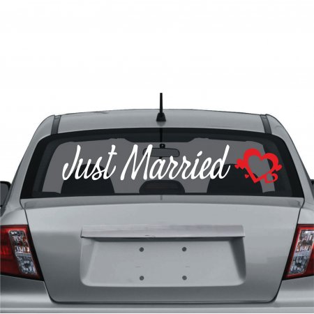 Διακόσμηση γάμου - Αυτοκόλλητο αυτοκινήτου just married 5 Διακόσμηση γάμου - Αυτοκόλλητο αυτοκινήτου just married 5