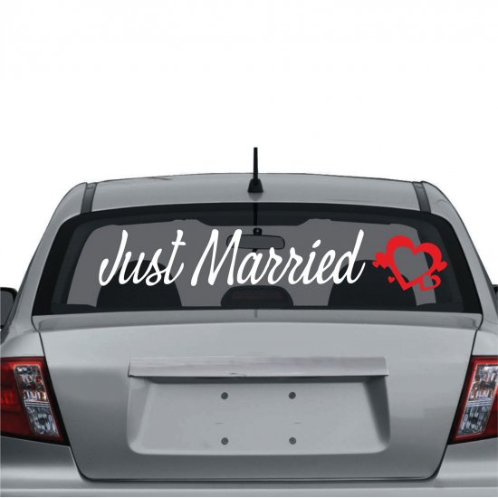 Διακόσμηση γάμου - Αυτοκόλλητο αυτοκινήτου just married 5 Διακόσμηση γάμου - Αυτοκόλλητο αυτοκινήτου just married 5