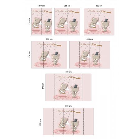 Αυτοκόλλητη ταπετσαρία - Αρκουδάκια σε ροζ