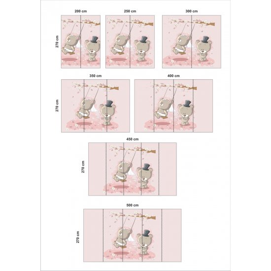 Αυτοκόλλητη ταπετσαρία - Αρκουδάκια σε ροζ Αυτοκόλλητη ταπετσαρία - Αρκουδάκια σε ροζ