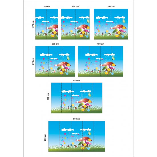 Αυτοκόλλητη ταπετσαρία - Πολύχρωμα μανιτάρια Αυτοκόλλητη ταπετσαρία - Πολύχρωμα μανιτάρια