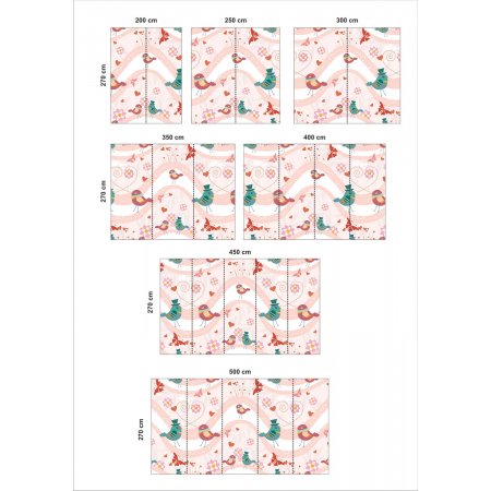 Αυτοκόλλητη ταπετσαρία - Πουλιά και καρδιές