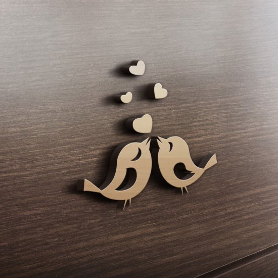 MDF Ξύλινο Σχέδιο - Ερωτευμένα Πουλιά