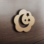 MDF Ξύλινο Σχέδιο - Φεγγάρι και Aστέρια