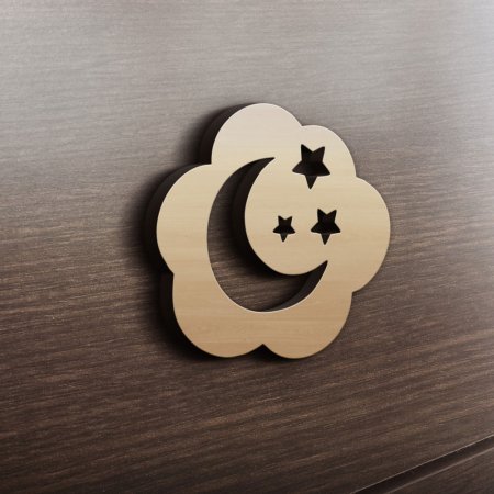 MDF Ξύλινο Σχέδιο - Φεγγάρι και Aστέρια