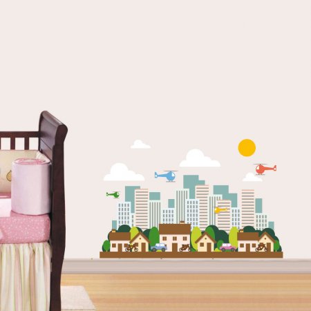 Παιδικό Αυτοκόλλητο Τοίχου - Γραμμική Πόλη 02