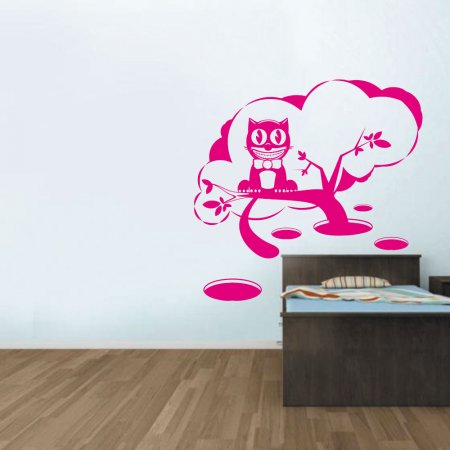 Παιδικό Αυτοκόλλητο Τοίχου - Γάτα Τσέσαϊρ