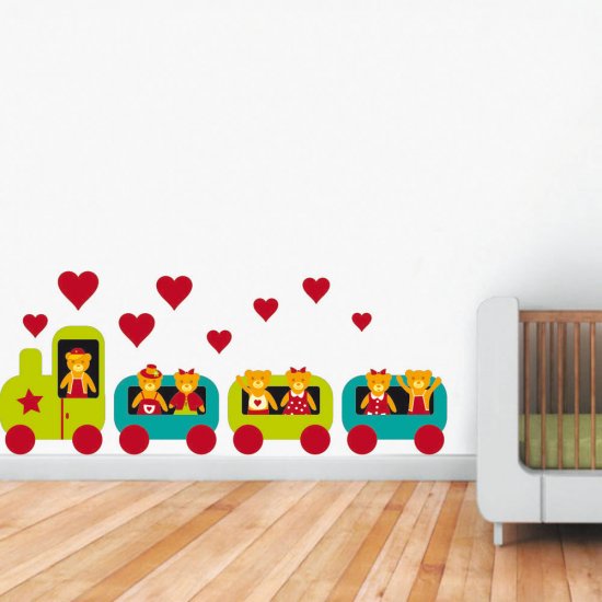 Παιδικό Αυτοκόλλητο Τοίχου - Τρενάκι με Αρκουδάκια Παιδικό Αυτοκόλλητο Τοίχου - Τρενάκι με Αρκουδάκια