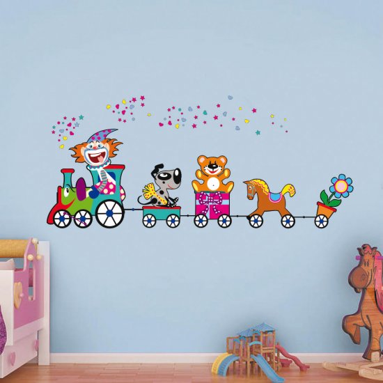 Παιδικό Αυτοκόλλητο Τοίχου - Χαρούμενο Τρενάκι Παιδικό Αυτοκόλλητο Τοίχου - Χαρούμενο Τρενάκι