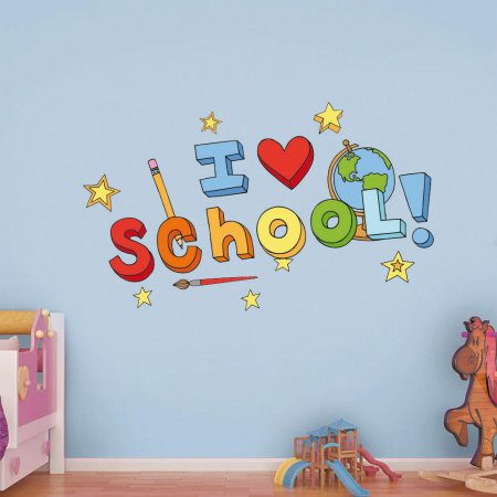 Παιδικό Αυτοκόλλητο Τοίχου - I Love School 01