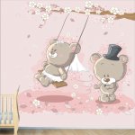 Αυτοκόλλητη ταπετσαρία - Αρκουδάκια σε ροζ