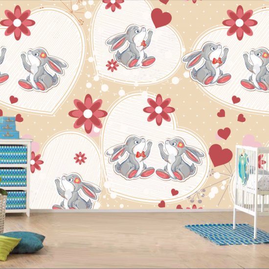 Αυτοκόλλητη ταπετσαρία - Αγαπημένα λαγουδάκια Αυτοκόλλητη ταπετσαρία - Αγαπημένα λαγουδάκια