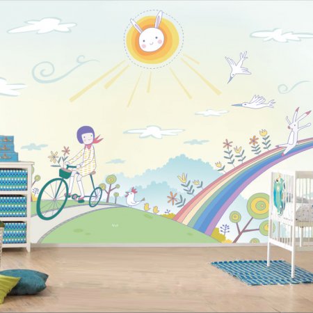 Αυτοκόλλητη ταπετσαρία - Βόλτα με ποδήλατο