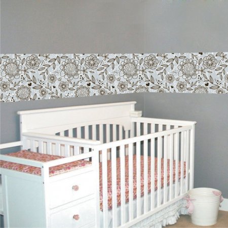 Αυτοκόλλητη Μπορντούρα - Ρετρό Λουλούδια