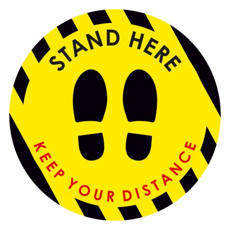 Αυτοκόλλητο δαπέδου σήμανσης - Stand Here