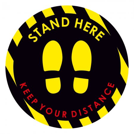 Αυτοκόλλητο δαπέδου σήμανσης - Stand Here