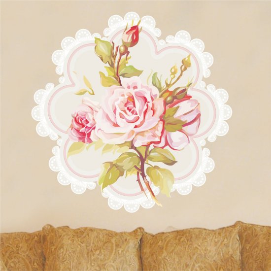 Αυτοκόλλητο τοίχου - Ροζ τριαντάφυλλο