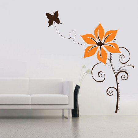 Αυτοκόλλητο τοίχου - Πορτοκαλί άνθος