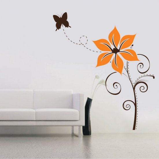 Αυτοκόλλητο τοίχου - Πορτοκαλί άνθος