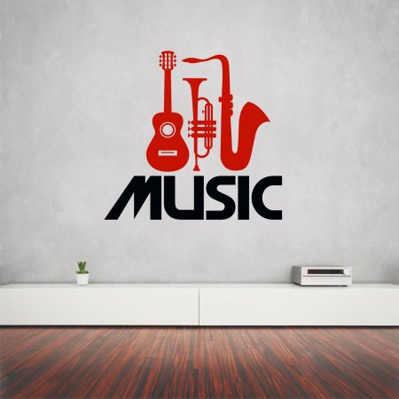 Αυτοκόλλητο Τοίχου - Μουσικά όργανα