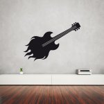 Αυτοκόλλητο Τοίχου - Φλεγόμενη Κιθάρα