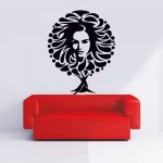 Αυτοκόλλητο Τοίχου - Γυναικείο πρόσωπο σε δέντρο
