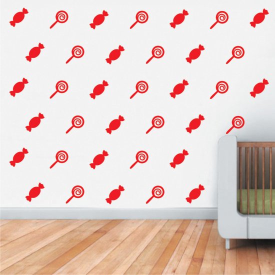 Mini Set Αυτοκόλλητα Τοίχου - Γλειφιτζούρια, Καραμέλες Mini Set Αυτοκόλλητα Τοίχου - Γλειφιτζούρια, Καραμέλες