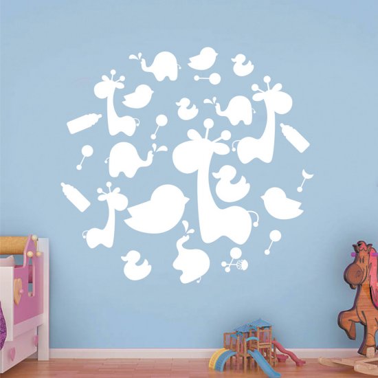 Αυτοκόλλητο Τοίχου Παιδικό - Ζωάκια