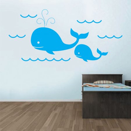 Αυτοκόλλητο Τοίχου Παιδικό - Φάλαινες
