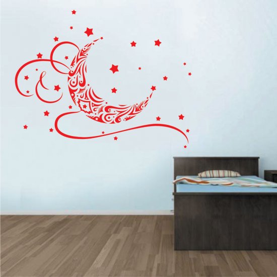 Αυτοκόλλητο Τοίχου Παιδικό - Φεγγάρι και Αστεράκια