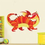 Παιδικό Αυτοκόλλητο Τοίχου - Δράκος καρτούν 03
