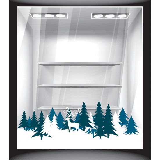 Αυτοκόλλητο βιτρίνας - Χειμερινά - έλατα 2