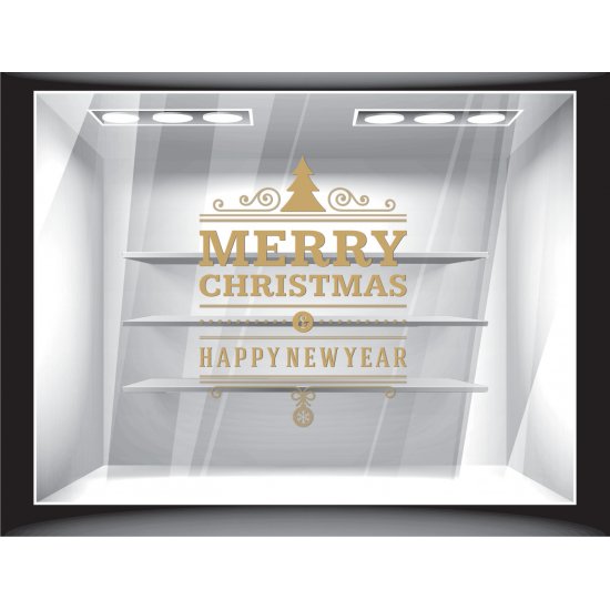 Αυτοκόλλητο βιτρίνας - Merry Christmas - Happy new year 2