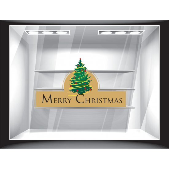 Αυτοκόλλητο βιτρίνας - Merry Christmas έλατο