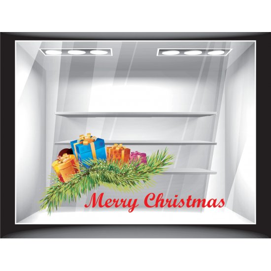 Αυτοκόλλητο βιτρίνας - Merry Christmas δώρα