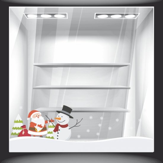 Χριστουγεννιάτικο Αυτοκόλλητο - Άγιος Βασίλης & Χιονάνθρωπος