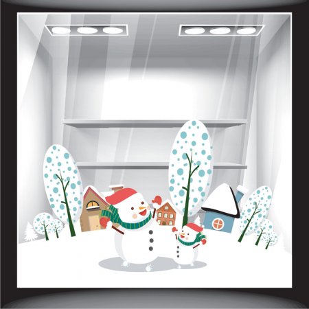 Χριστουγεννιάτικο Αυτοκόλλητο - Χιονάνθρωποι