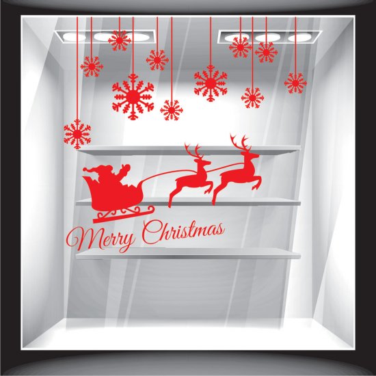 Χριστουγεννιάτικο Αυτοκόλλητο - Merry Christmas Snowflakes