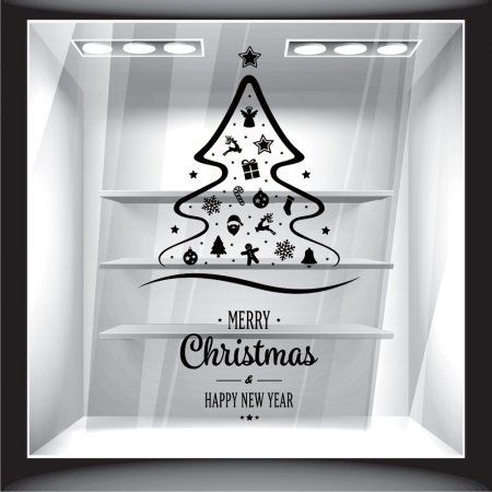 Χριστουγεννιάτικο Αυτοκόλλητο - Έλατο με Στολίδια