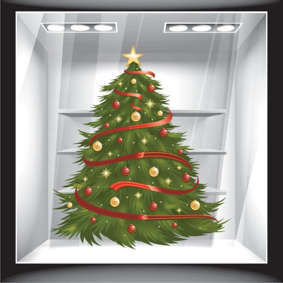 Χριστουγεννιάτικο Αυτοκόλλητο - Έλατο με Στολίδια 2