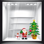 Χριστουγεννιάτικο Αυτοκόλλητο - Άγιος Βασίλης, Χιονάνθρωπος και Έλατο