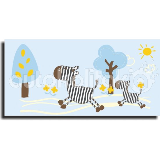 Παιδικός Πίνακας σε Καμβά - Ζέβρες Που Τρέχουν Παιδικός Πίνακας σε Καμβά - Ζέβρες Που Τρέχουν