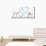 Παιδικός Πίνακας σε Καμβά - Ζωάκια με Μπαλόνια