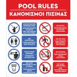 Πινακίδα σε ΛΑΜΑΡΙΝΑ ΓΑΛΒΑΝΙΖΕ - Κανονισμοί Πισίνας 3