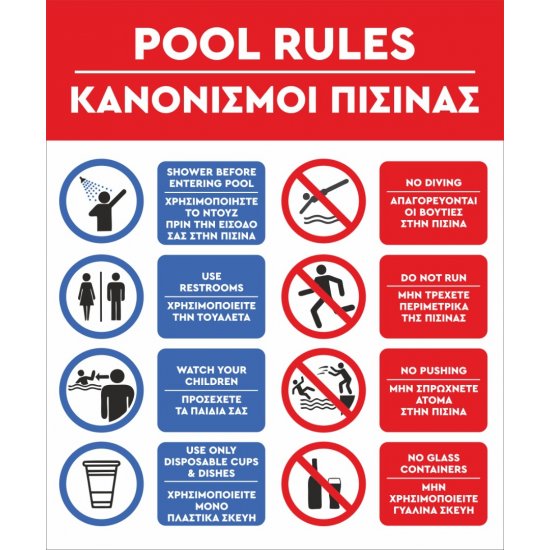 Πινακίδα σε ΛΑΜΑΡΙΝΑ ΓΑΛΒΑΝΙΖΕ - Κανονισμοί Πισίνας 3