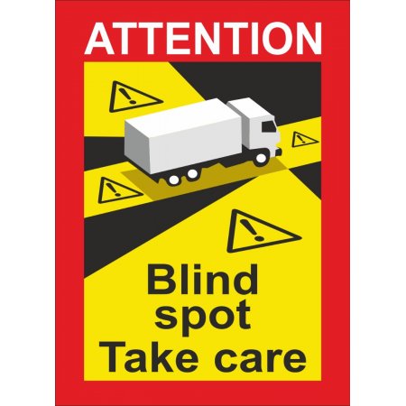 Πινακίδα Γαλβανιζέ - Προσοχή νεκρή γωνία (Αγγλικά)